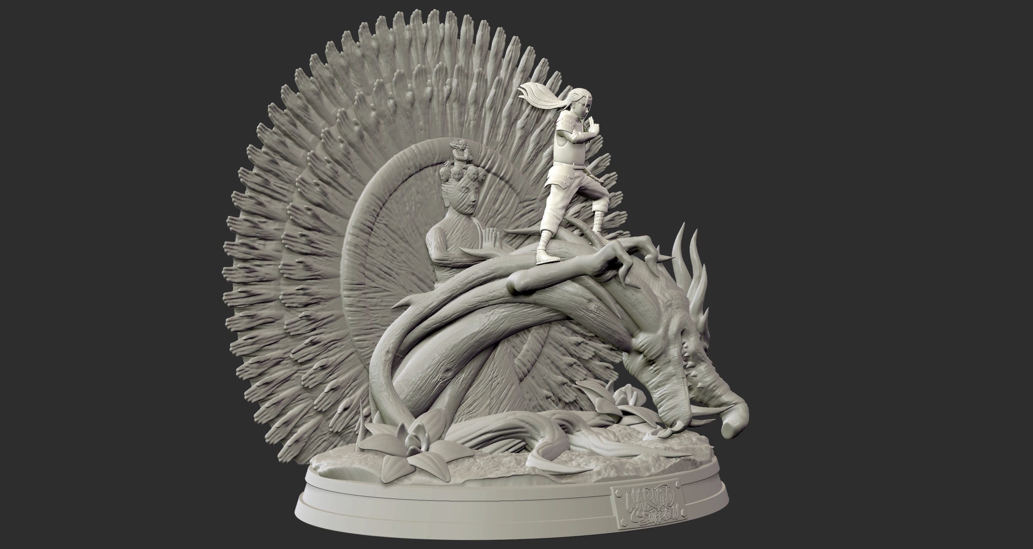 Hashirama Senju Wood Dragon Naruto Shipuden 3d Print Statue 3D print model_22