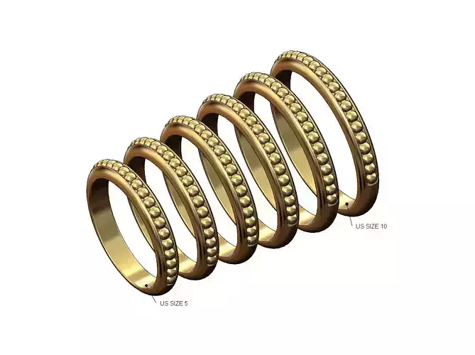 Half beaded stacker band US sizes 5to10