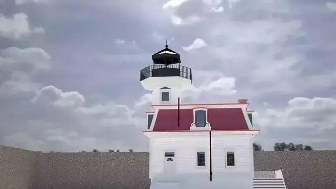 Lighthouse on grassy field