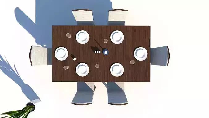 Home Dining Room Tableware Furniture Low-poly 3D model