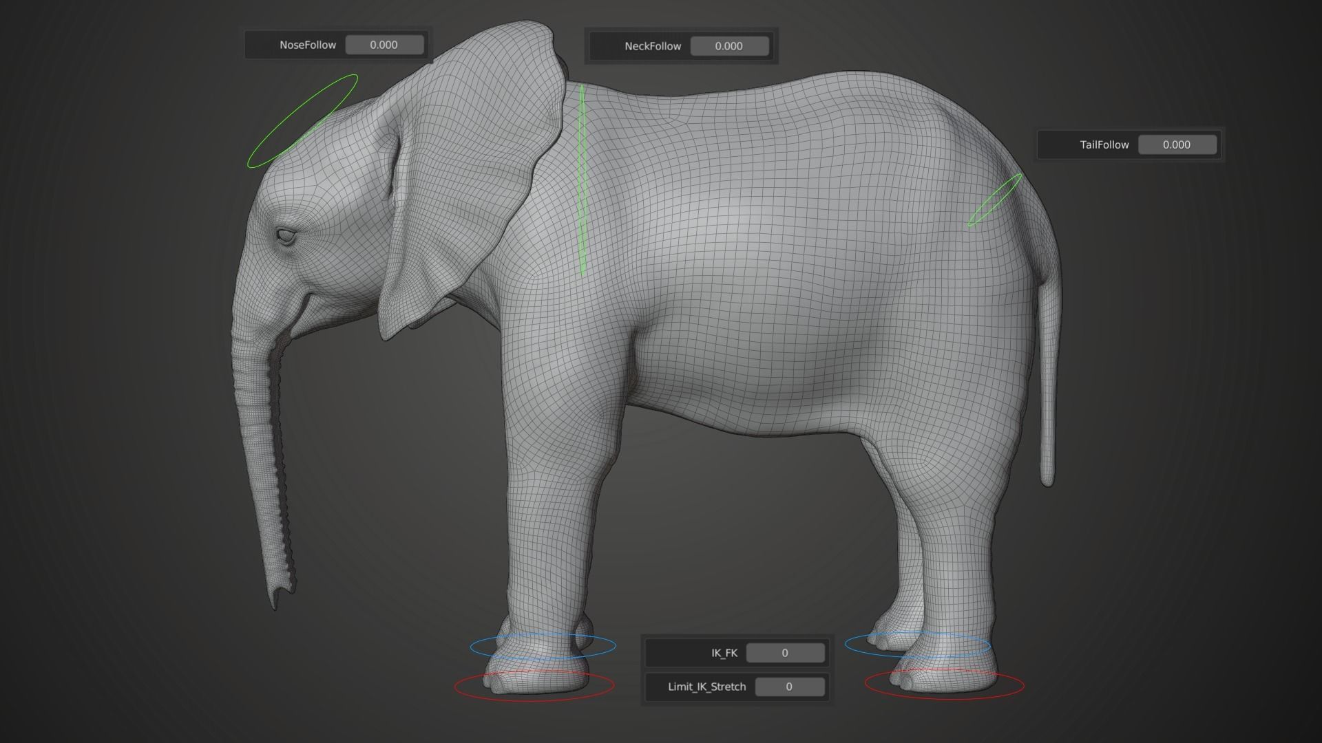 Young African Elephant Animated  VFX Grace 3D model_12