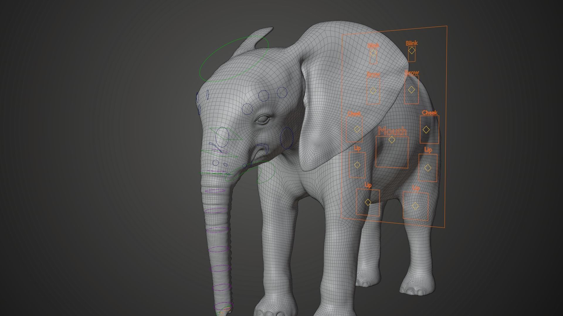 Young African Elephant Animated  VFX Grace 3D model_10