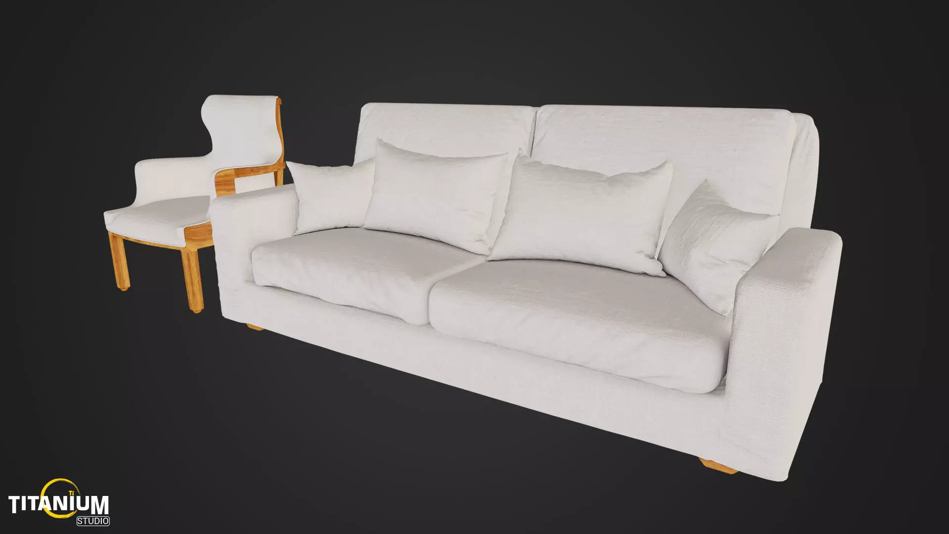 Farming house interior props Two Seat Sofa - Wood Armchair Free 3D model