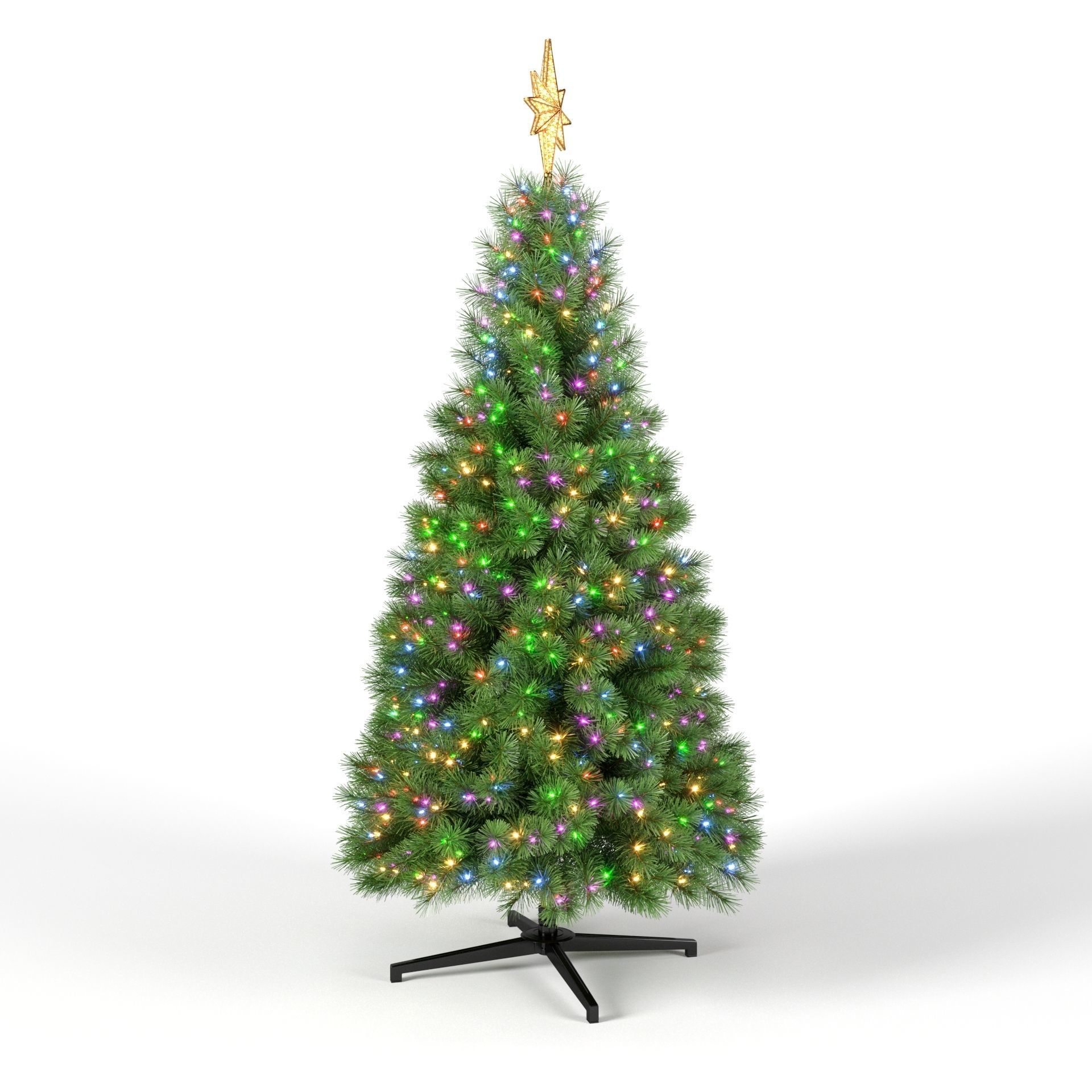 Christmas Tree 7 feet With Multicolor Lights 3D model_3
