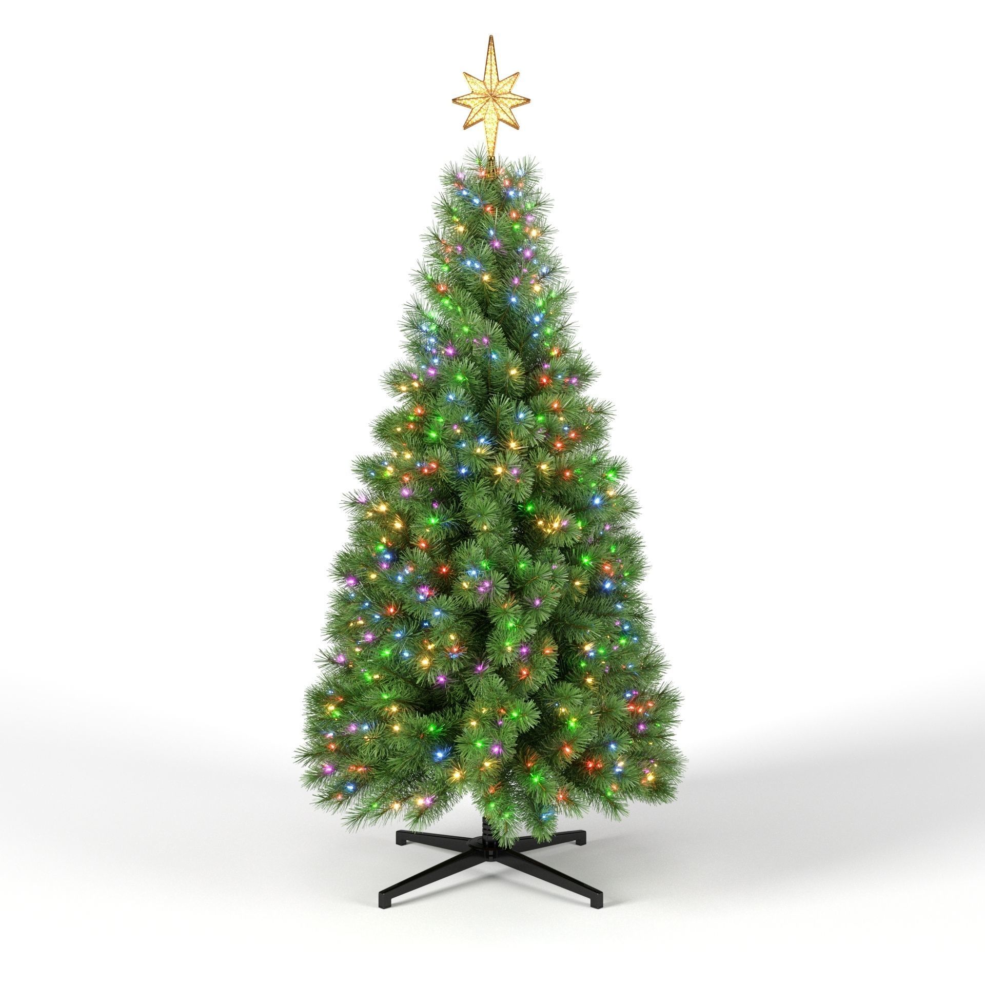 Christmas Tree 7 feet With Multicolor Lights 3D model_4