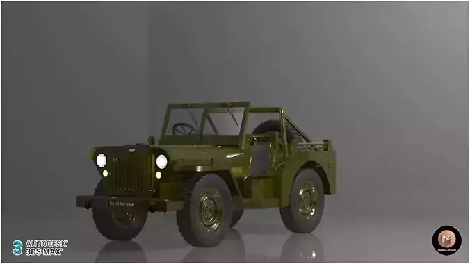 Old Military Jeep 3D model Low-poly 3D model