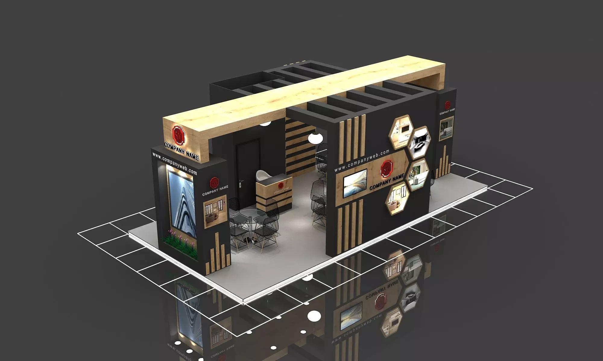 Booth Exhibition Stand Stall 10X5m Height 366 cm 4 Side Open  3D model_0