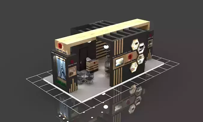 Booth Exhibition Stand Stall 10X5m Height 366 cm 4 Side Open  3D model