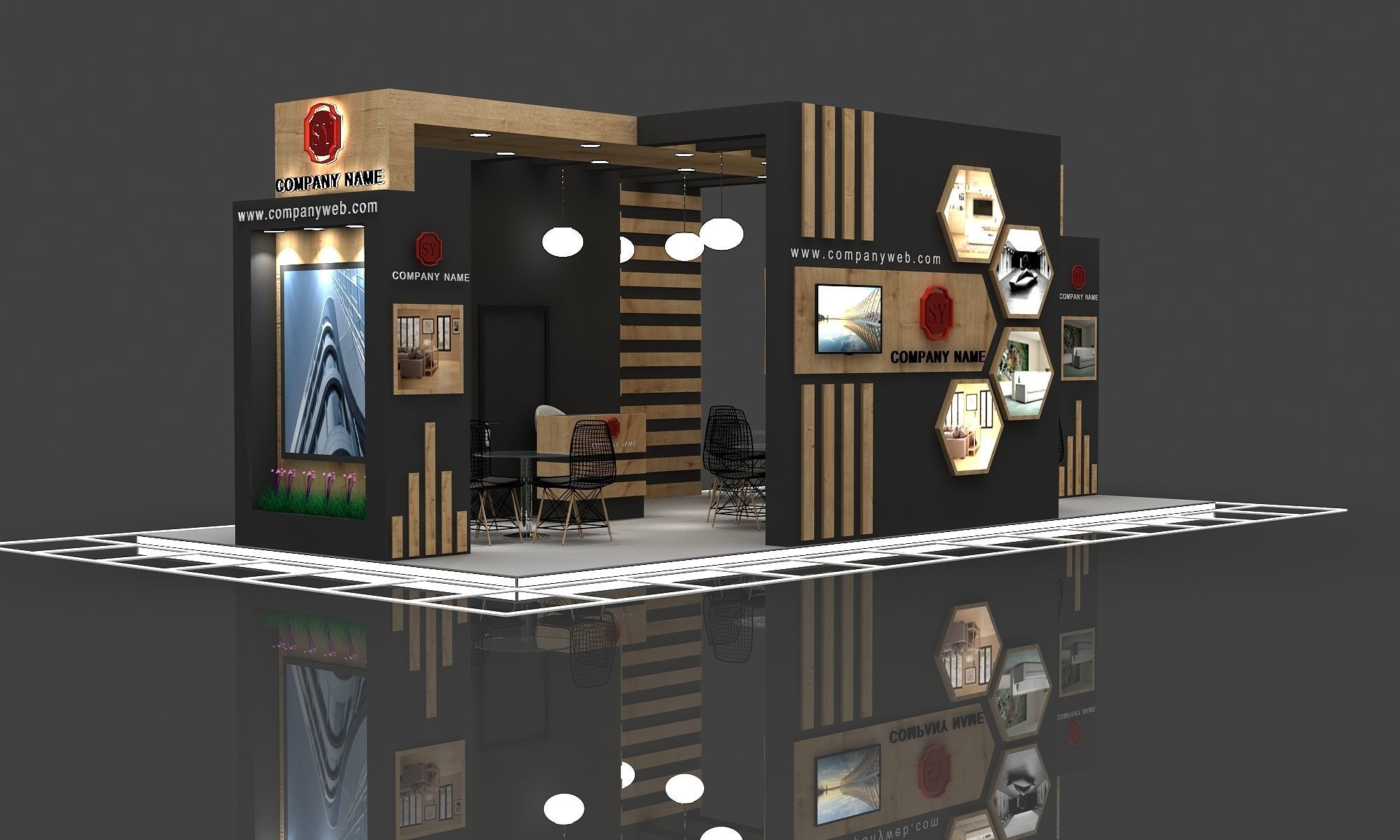 Booth Exhibition Stand Stall 10X5m Height 366 cm 4 Side Open  3D model_3