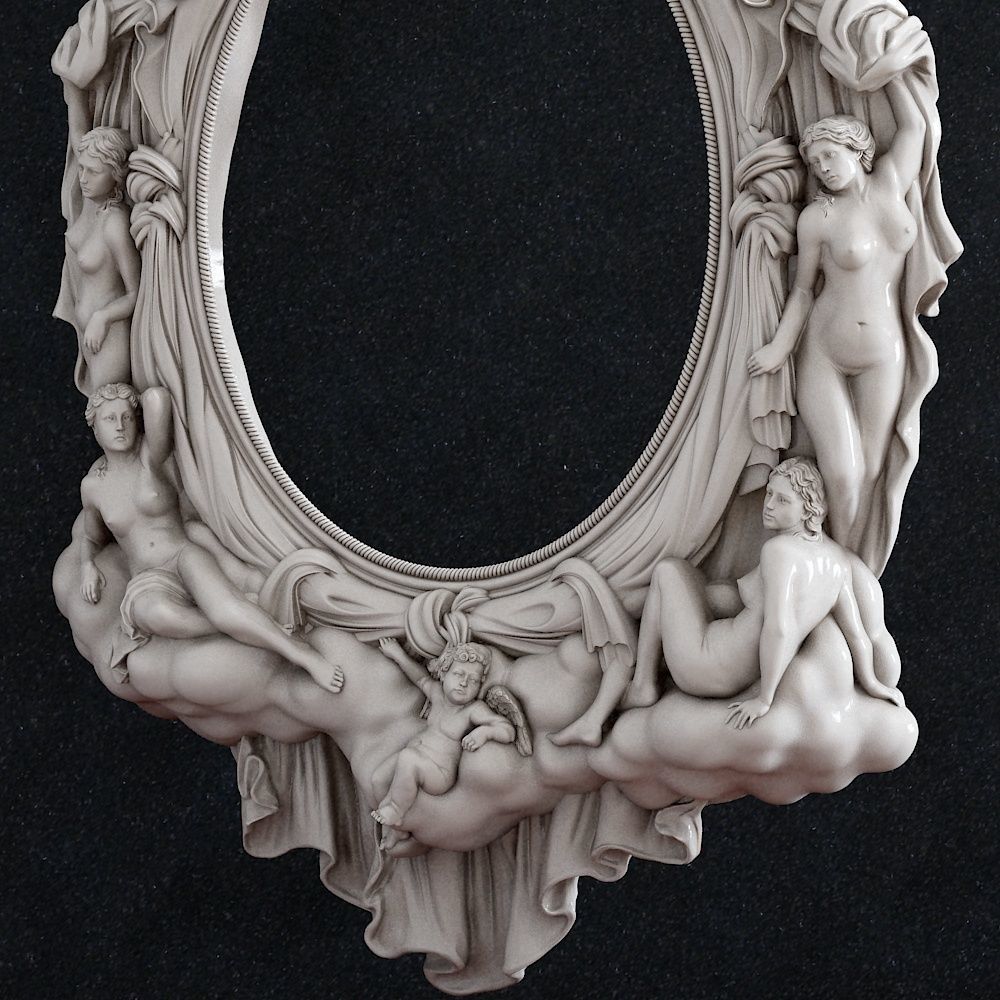 Picture frame woman baby 3D print model_2