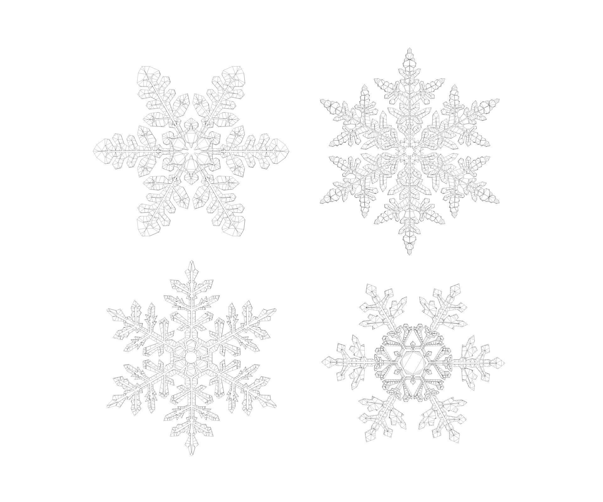 Snowflakes set v2 3D model_5