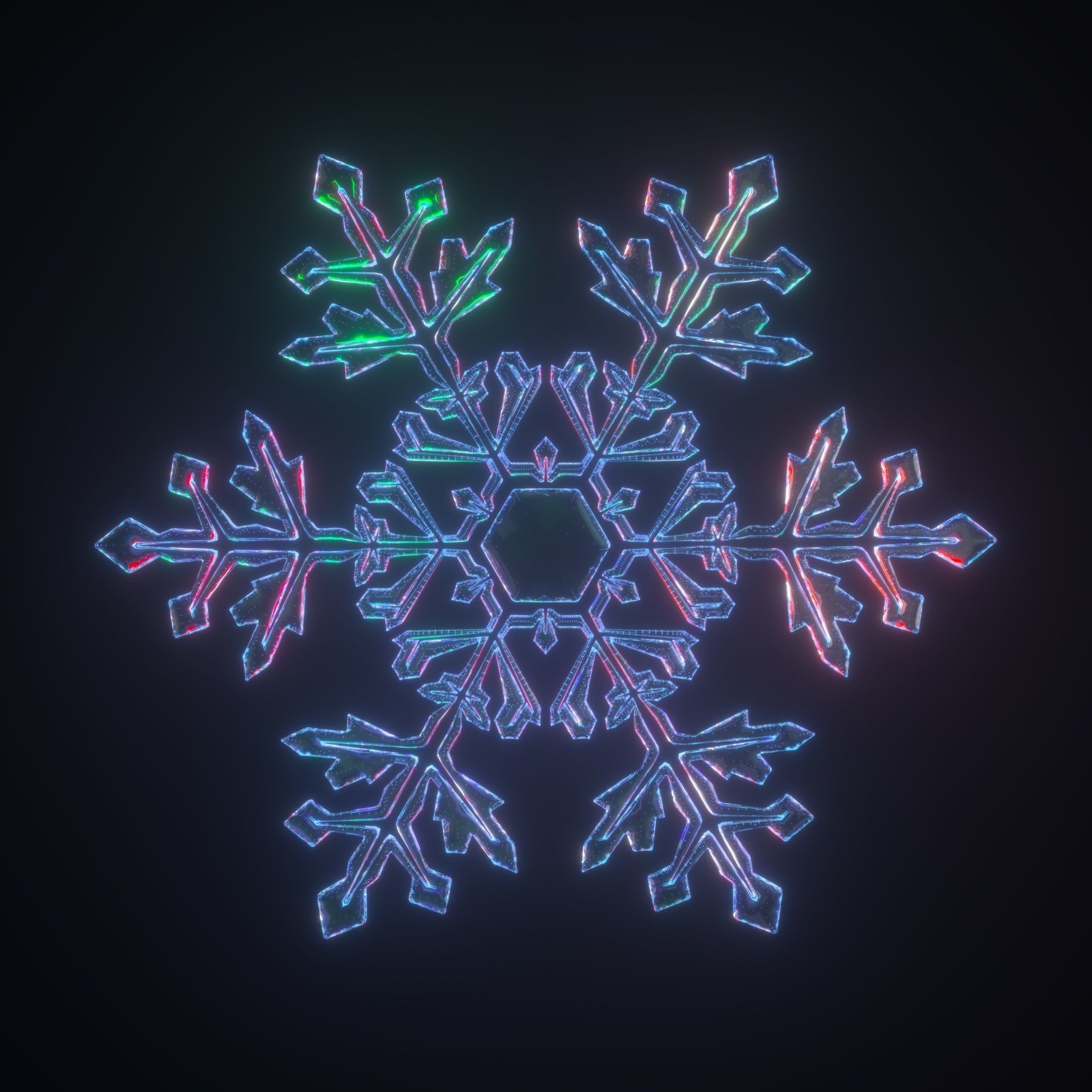 Snowflakes set v2 3D model_2