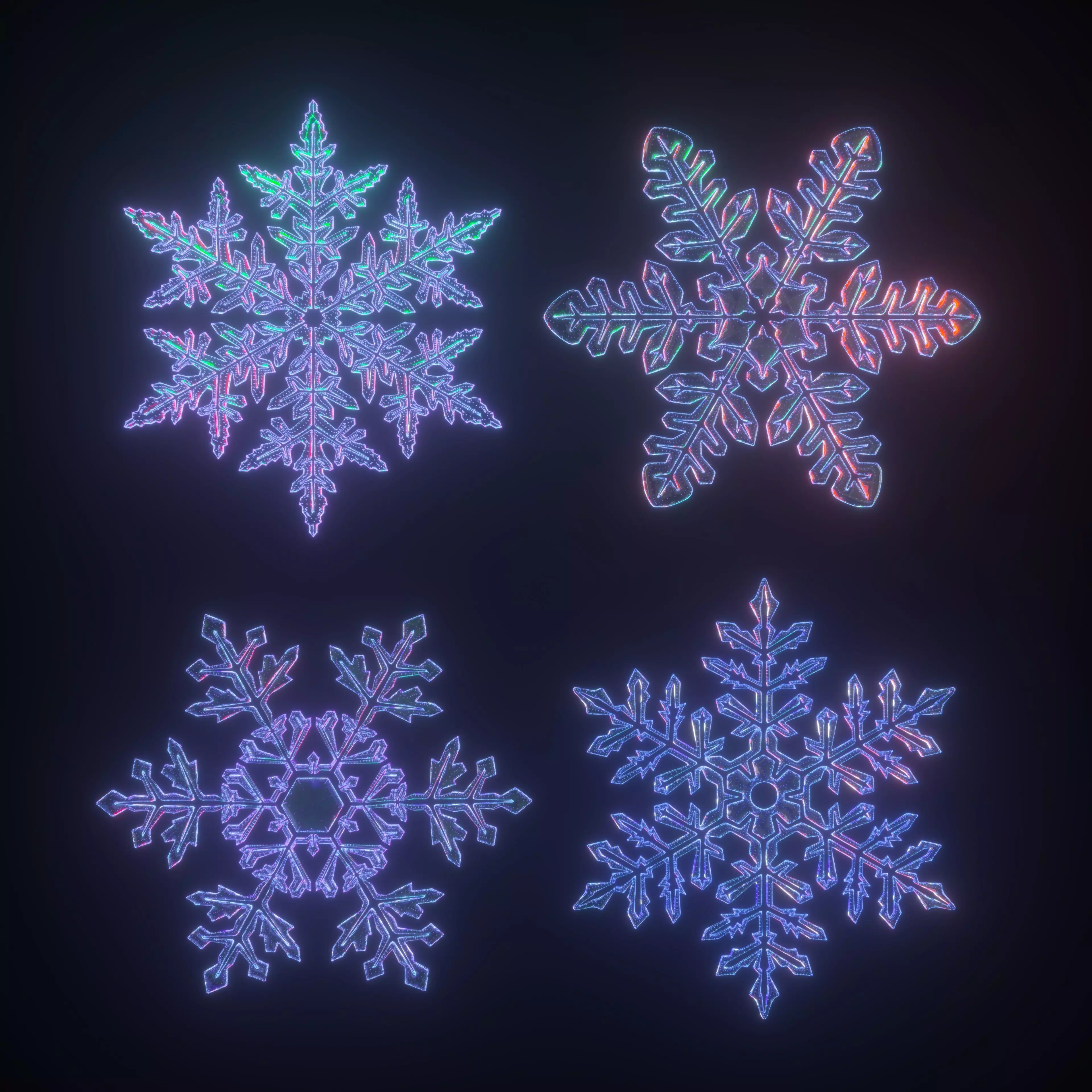 Snowflakes set v2 3D model_0