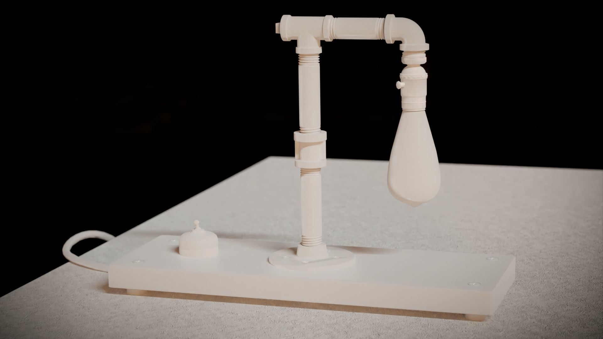 Steampunk Pipe Lamp with LED light bulb 3D model_3