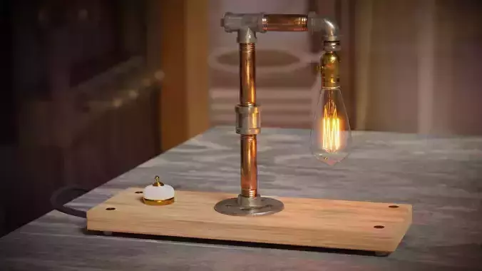 Steampunk Pipe Lamp with LED light bulb