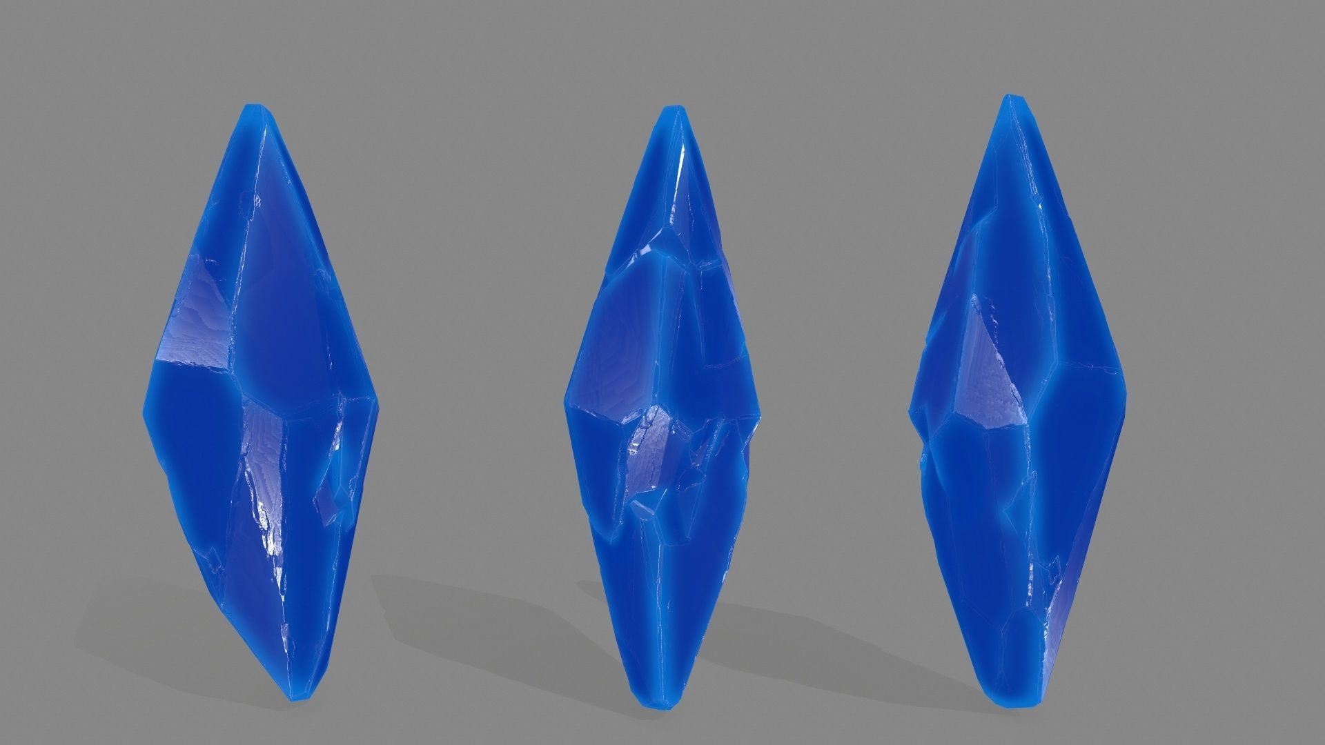 crystal three crystals Low-poly 3D model_2