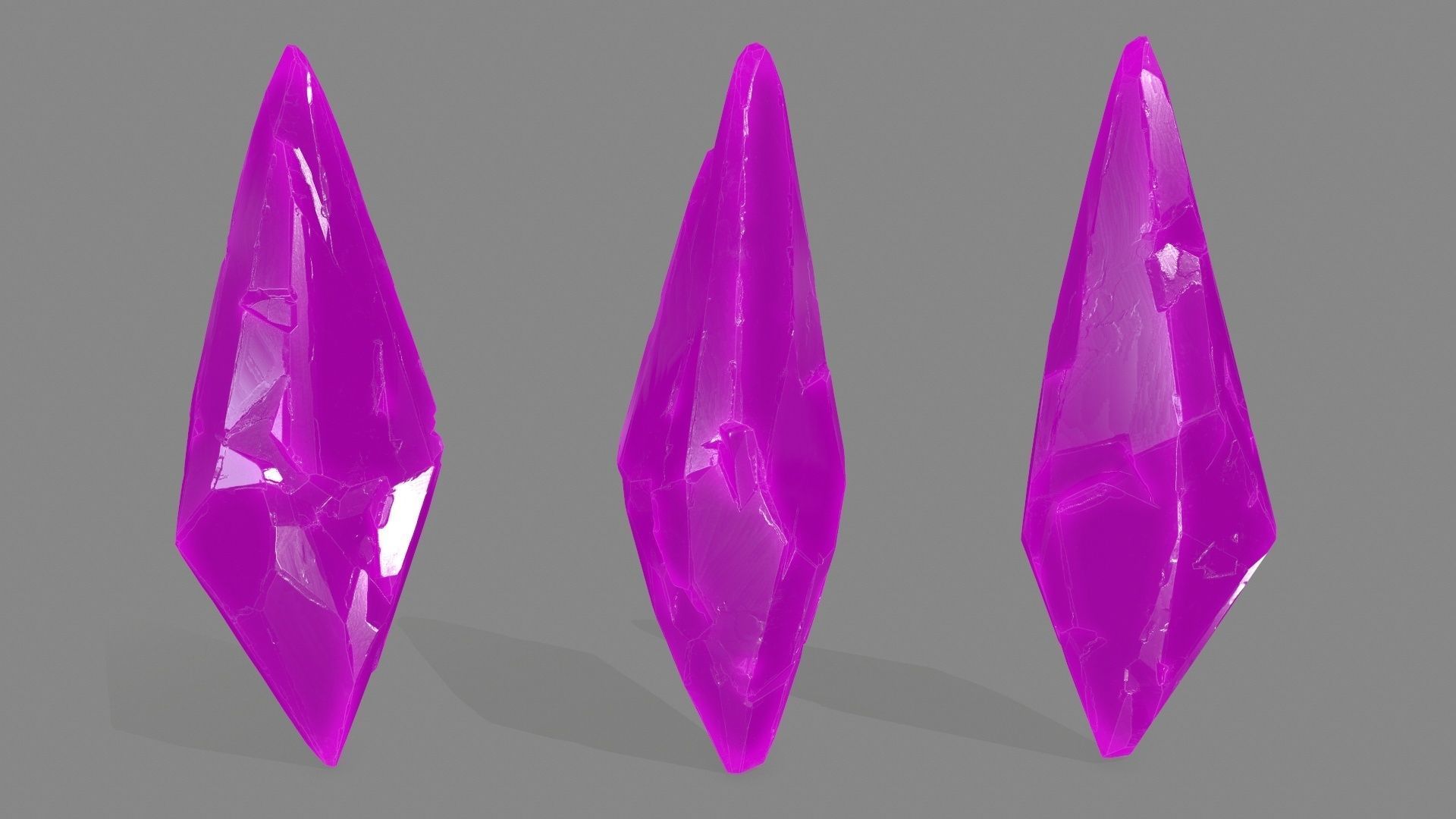 crystal three crystals Low-poly 3D model_3