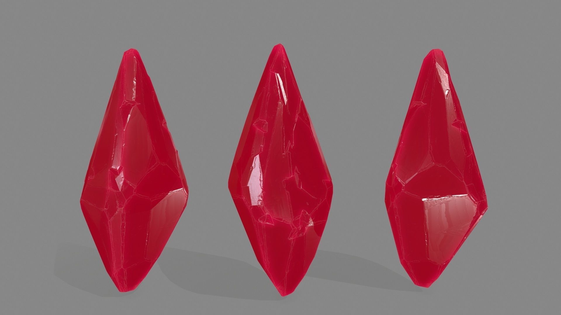 crystal three crystals Low-poly 3D model_7