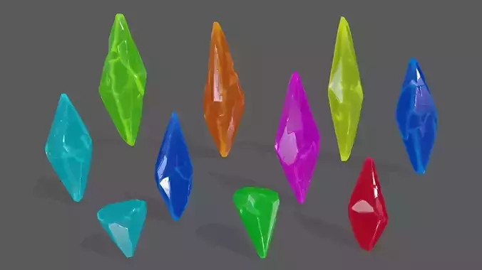 crystal three crystals Low-poly 3D model