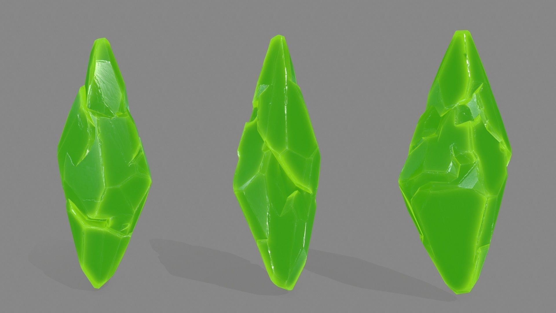 crystal three crystals Low-poly 3D model_1