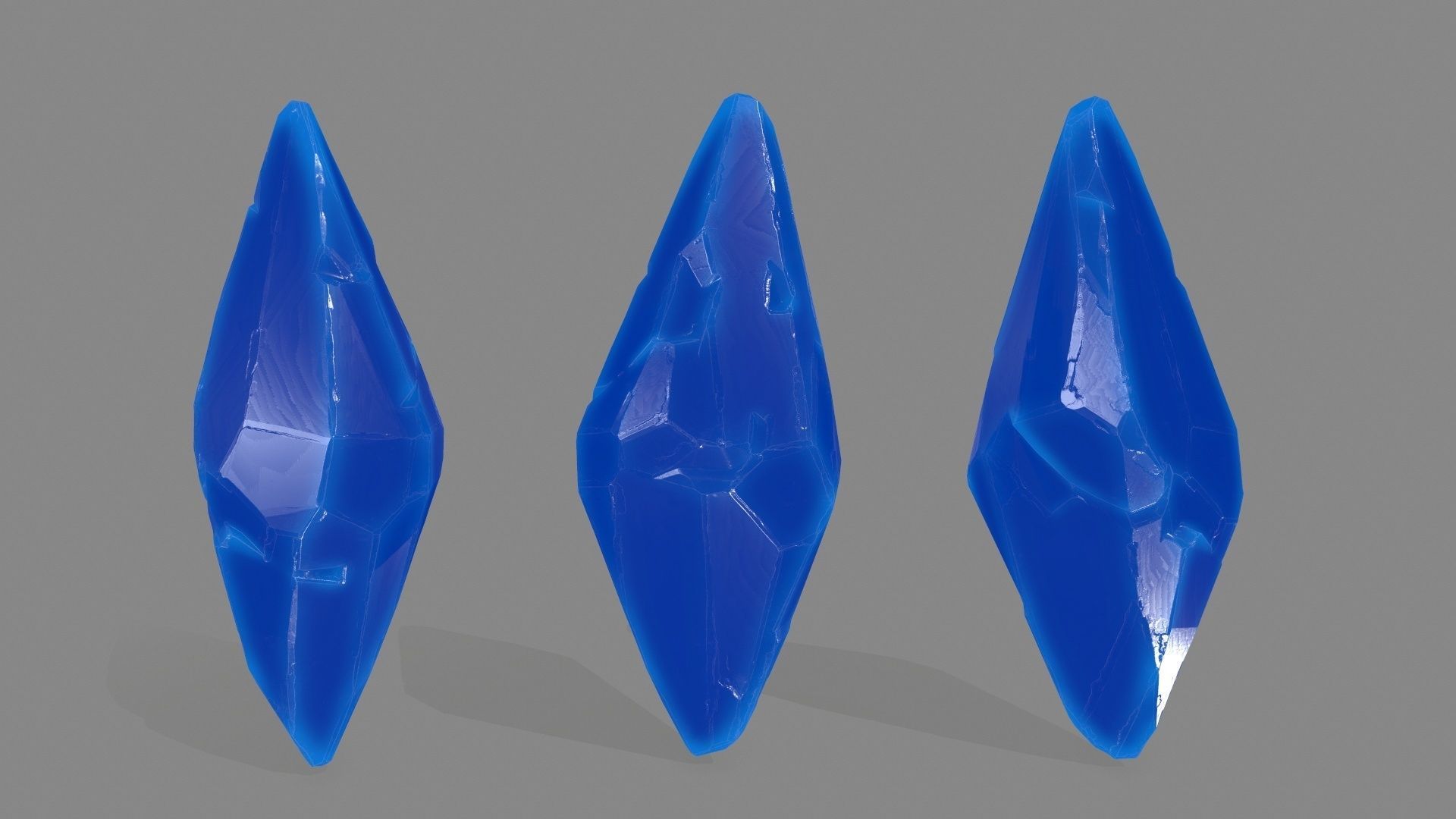 crystal three crystals Low-poly 3D model_5