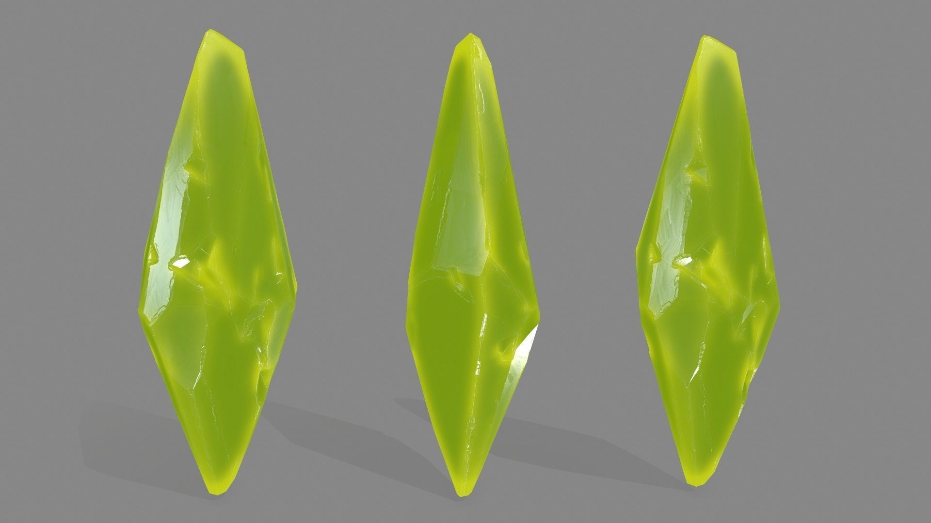 crystal three crystals Low-poly 3D model_4