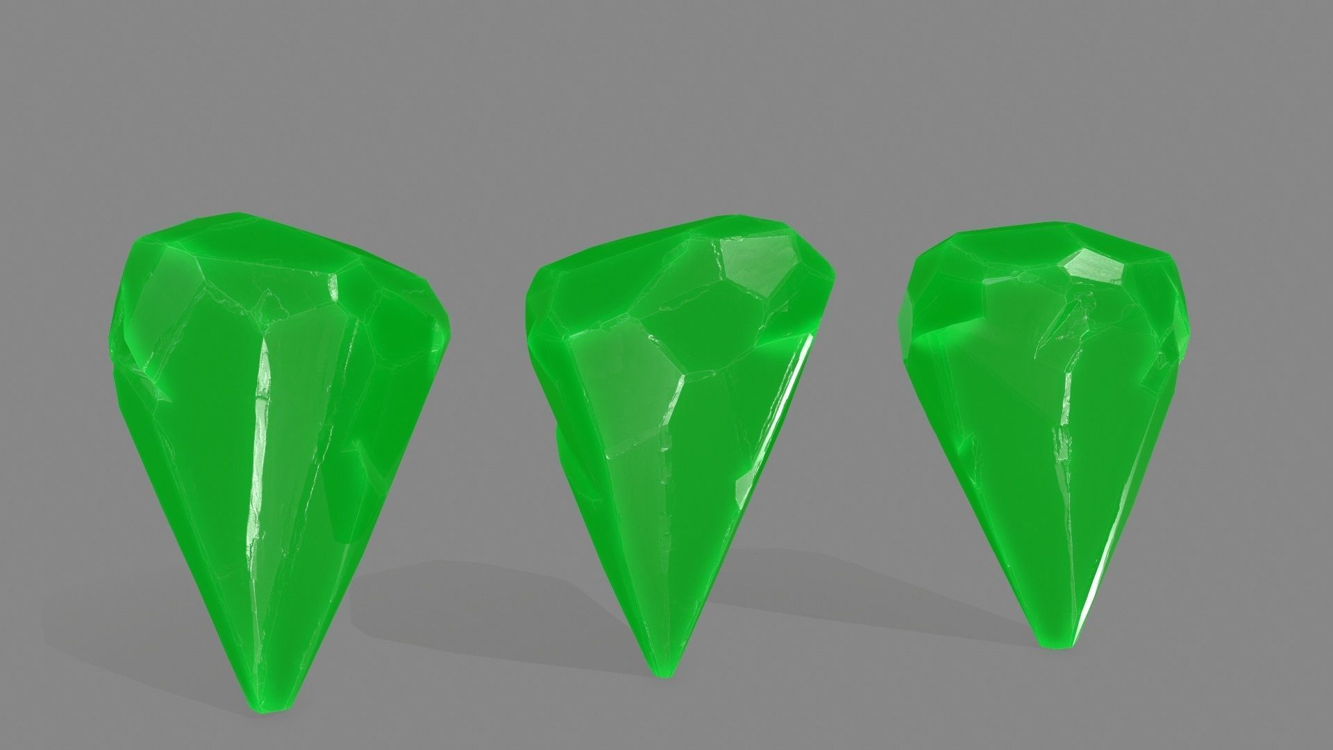 crystal three crystals Low-poly 3D model_9