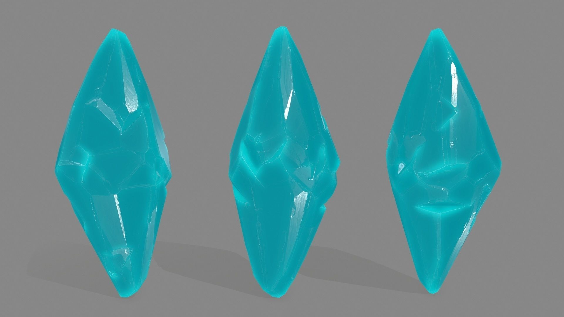 crystal three crystals Low-poly 3D model_8