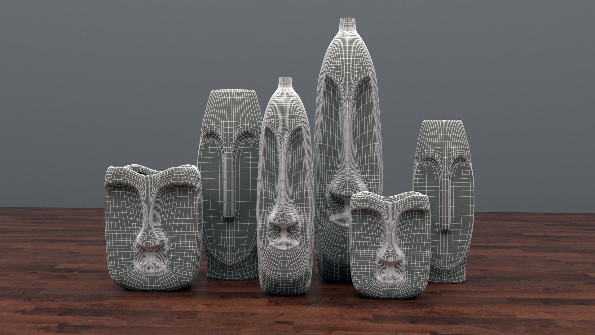 face vase collection 3D model_4