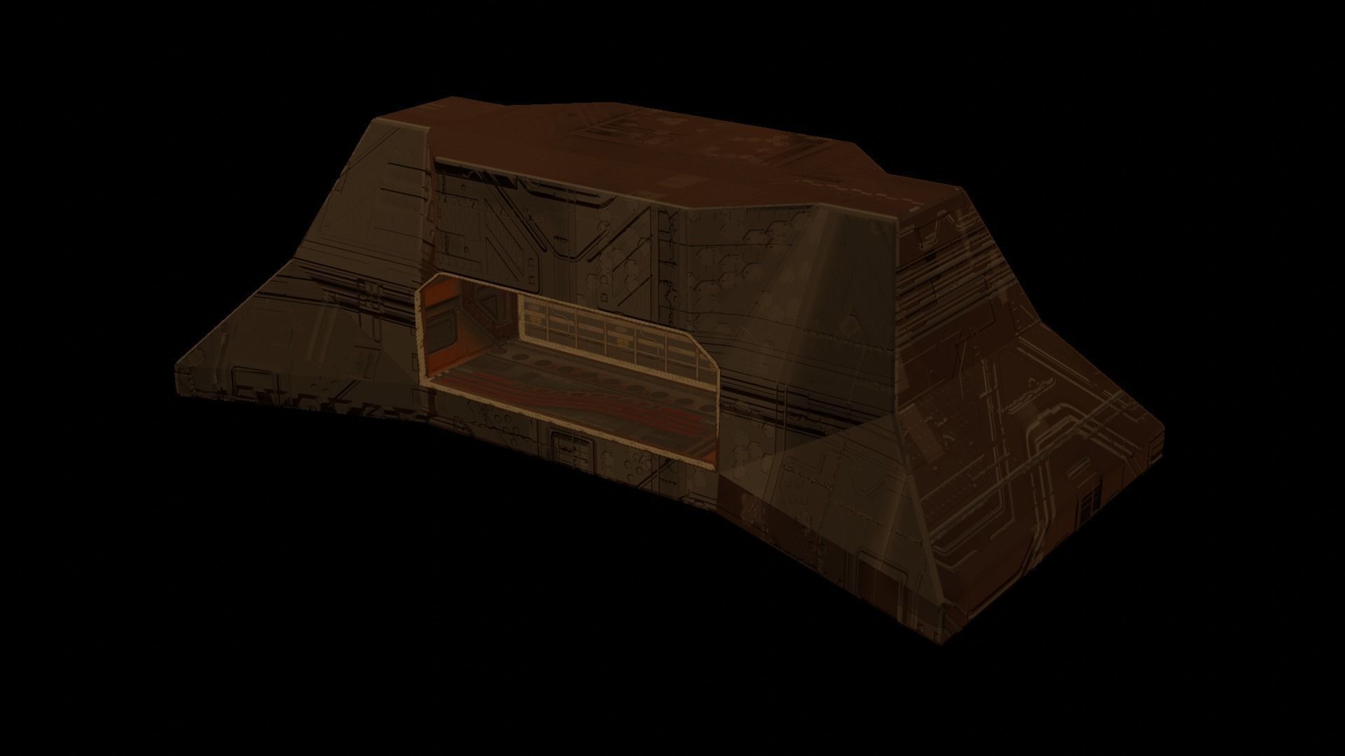 Military building ultra minimal design perfect for mobile games Low-poly 3D model_7