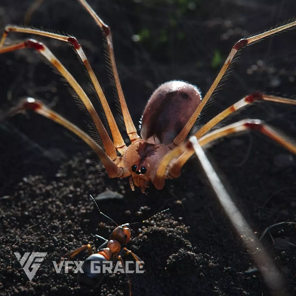 Spider Pholcus  Animated  VFX Grace 3D model_0