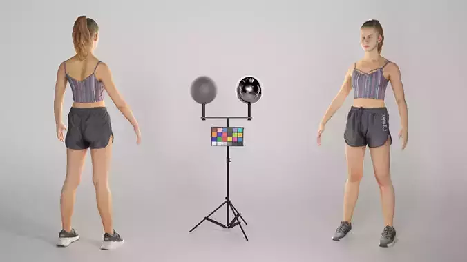 Athletic young woman with ponytail in A-pose 317