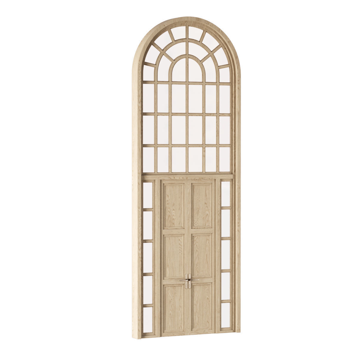 Arch Window with entrance door  Low-poly 3D model_3