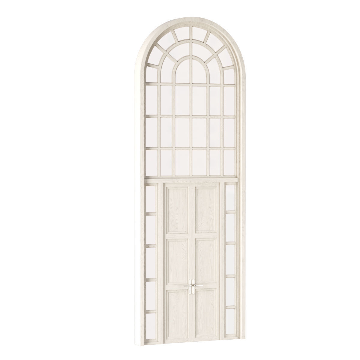 Arch Window with entrance door  Low-poly 3D model_1