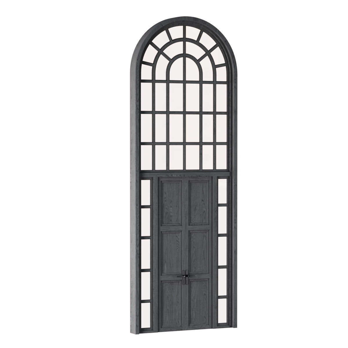 Arch Window with entrance door  Low-poly 3D model_4