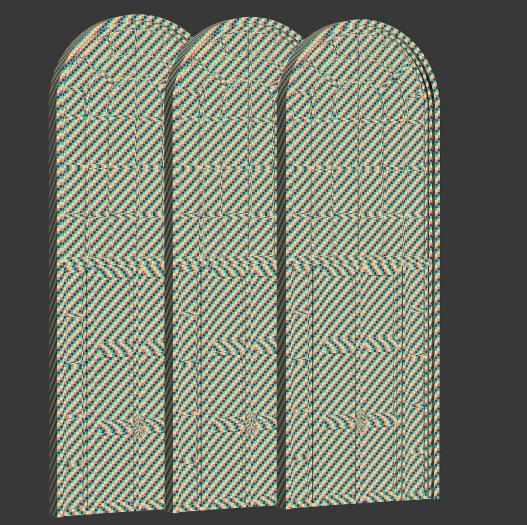 Arch Window with entrance door  Low-poly 3D model_6