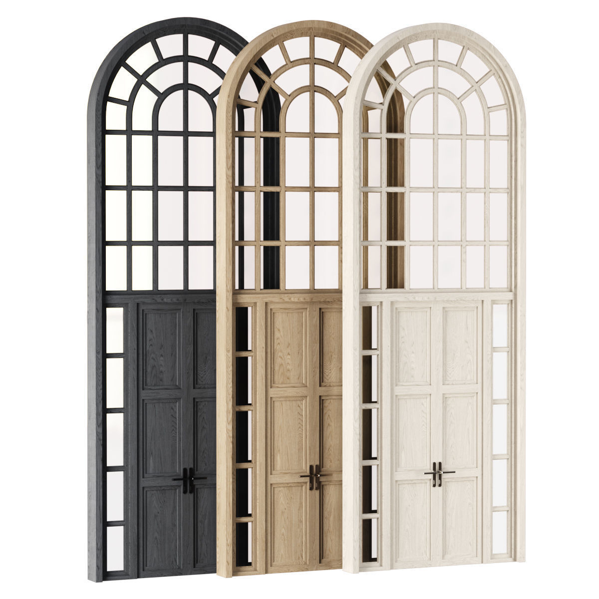 Arch Window with entrance door  Low-poly 3D model_5