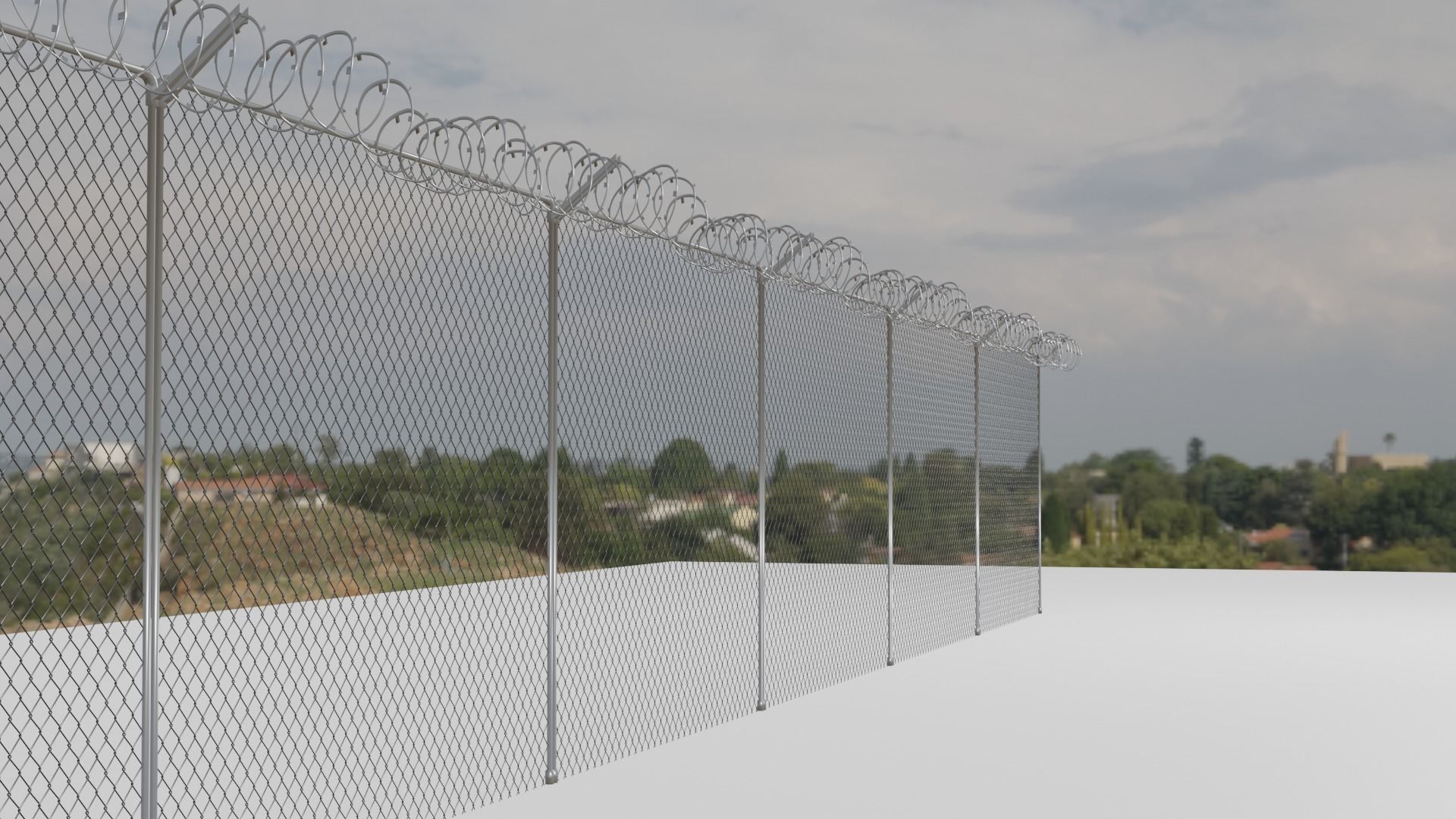 Chain link fence low-poly Free 3D model_2