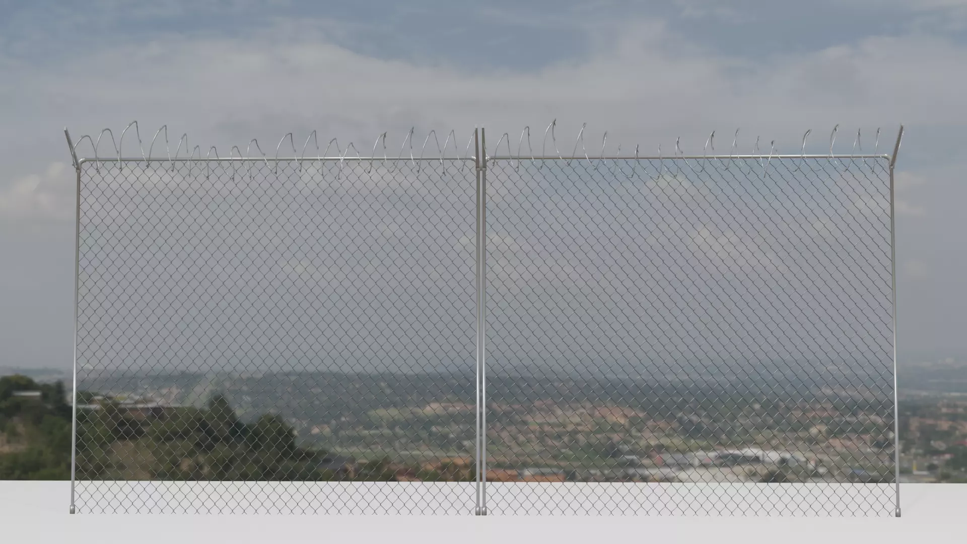 Chain link fence low-poly Free 3D model_0