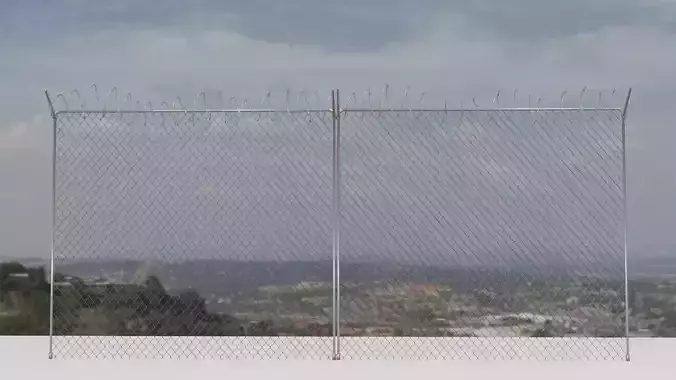 Chain link fence low-poly