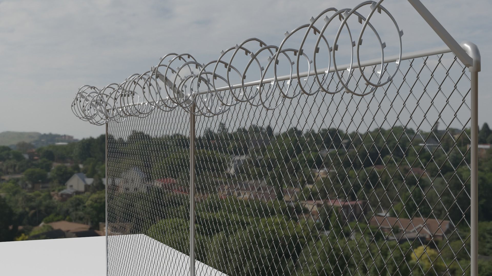 Chain link fence low-poly Free 3D model_1