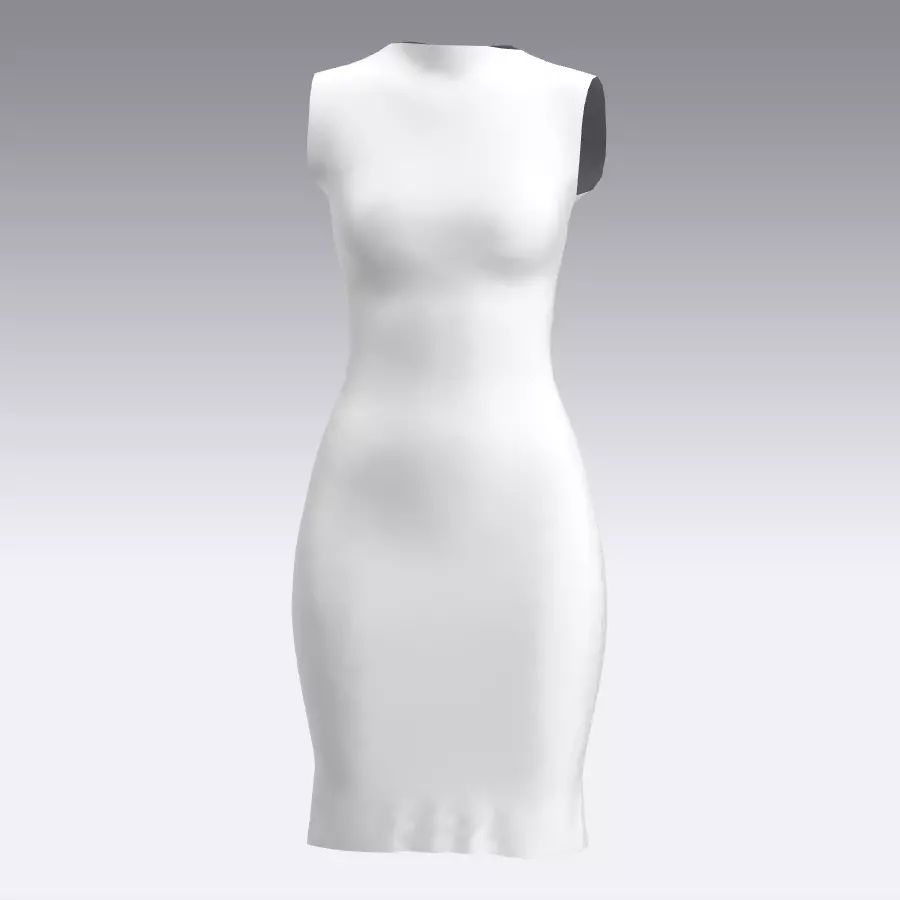 DRESS WHITE BASIC DRESS LOOK 3D model