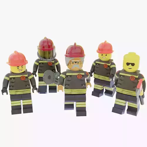 Lego Firefighters squad 3D model