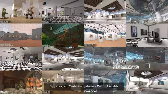 Big package of 7 exhibition galleries - Part 1 3D Model Collection
