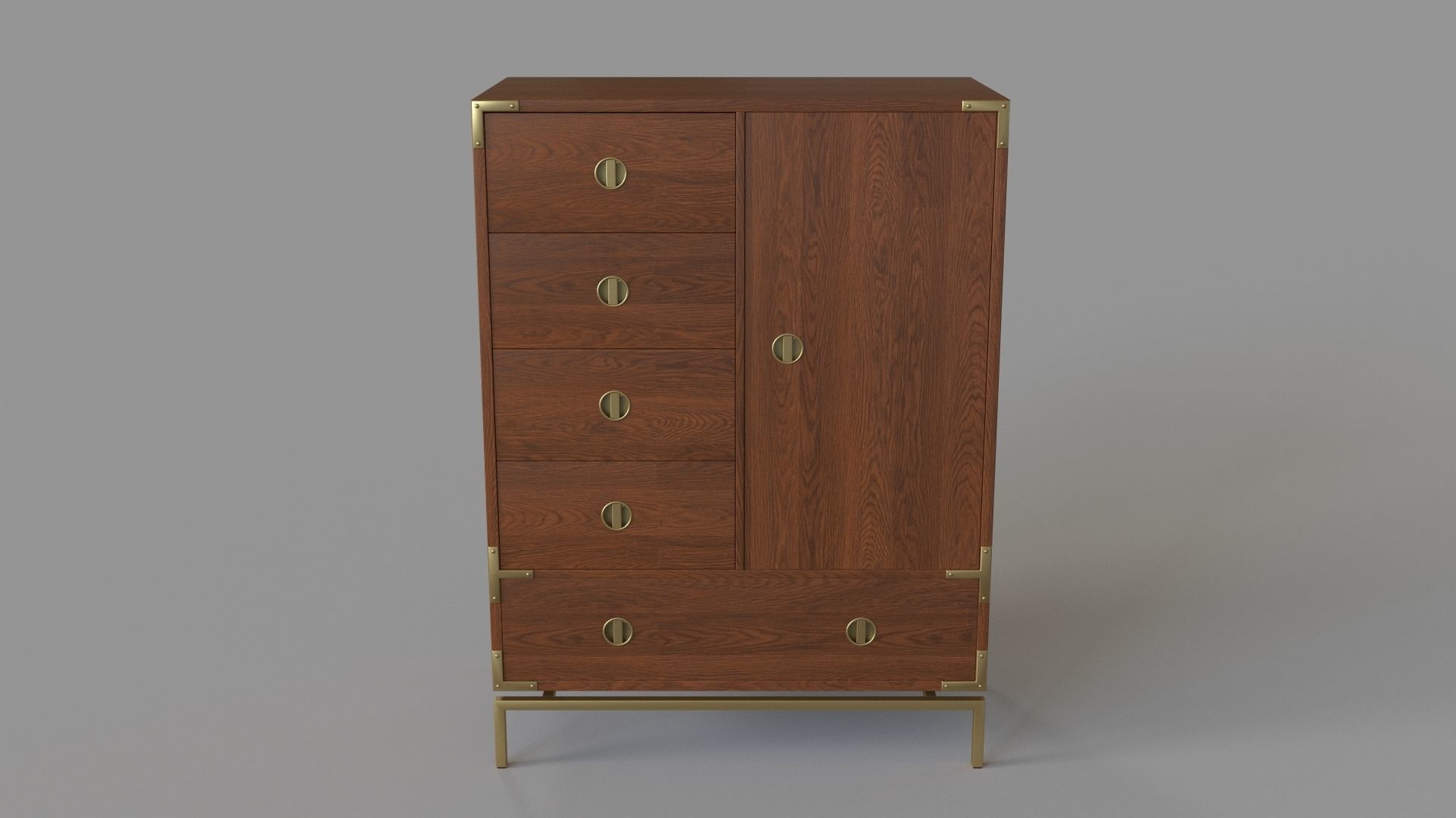 Malone Campaign Chifforobe Walnut 3D model_1