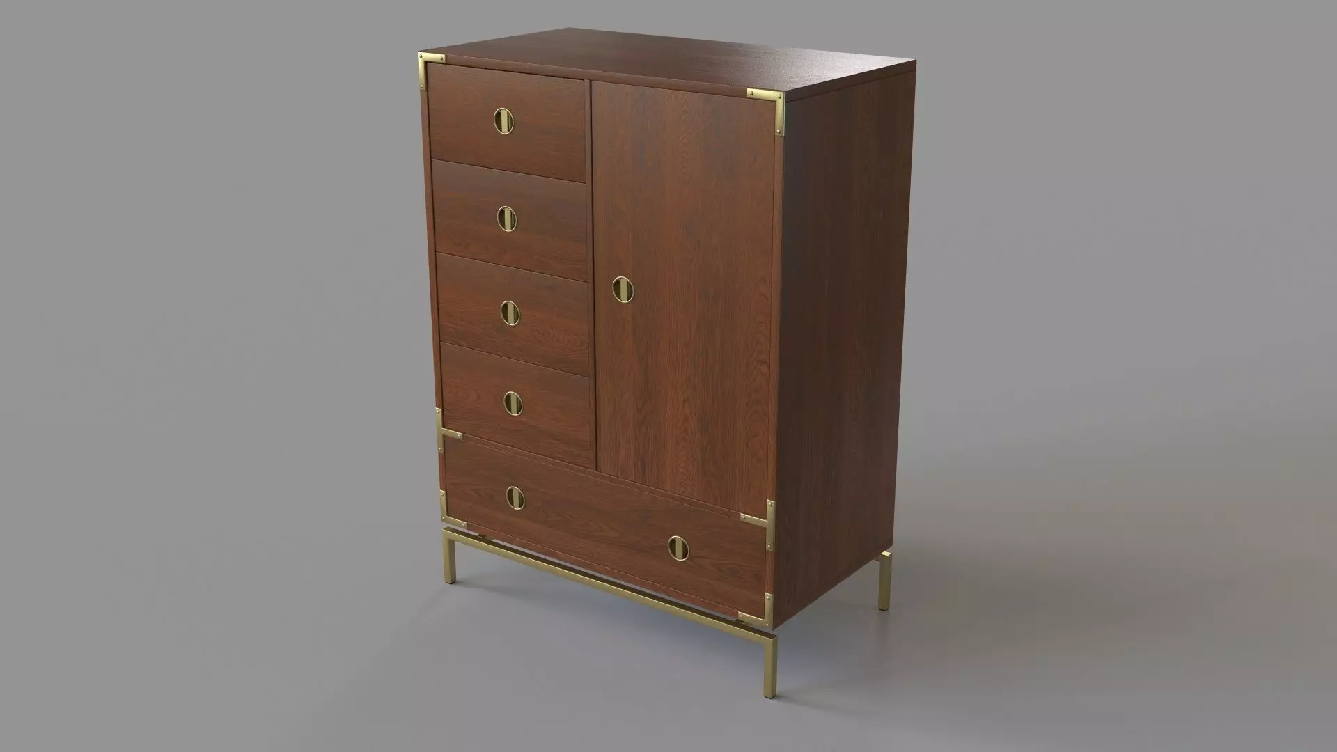 Malone Campaign Chifforobe Walnut 3D model_0