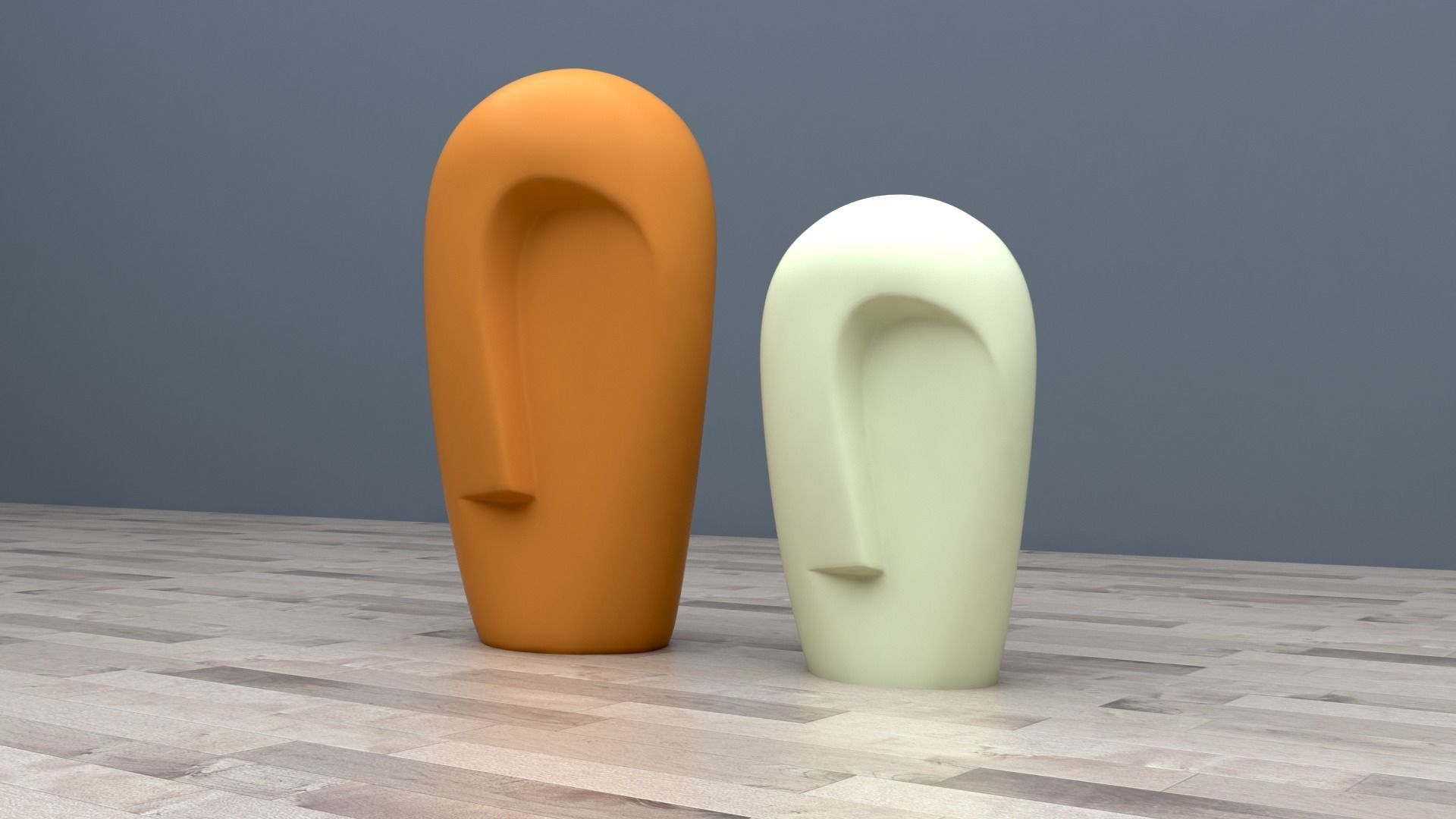colored face vase 3D model_3