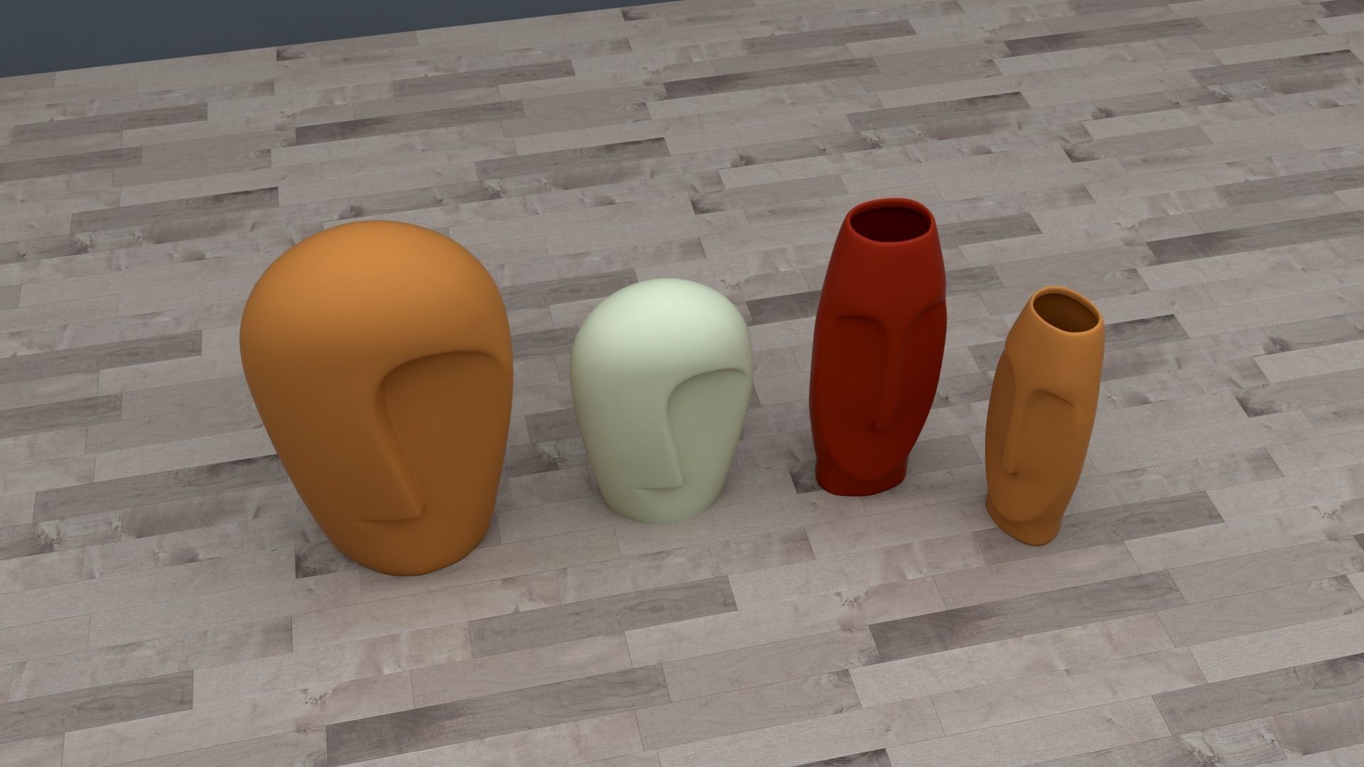colored face vase 3D model_1