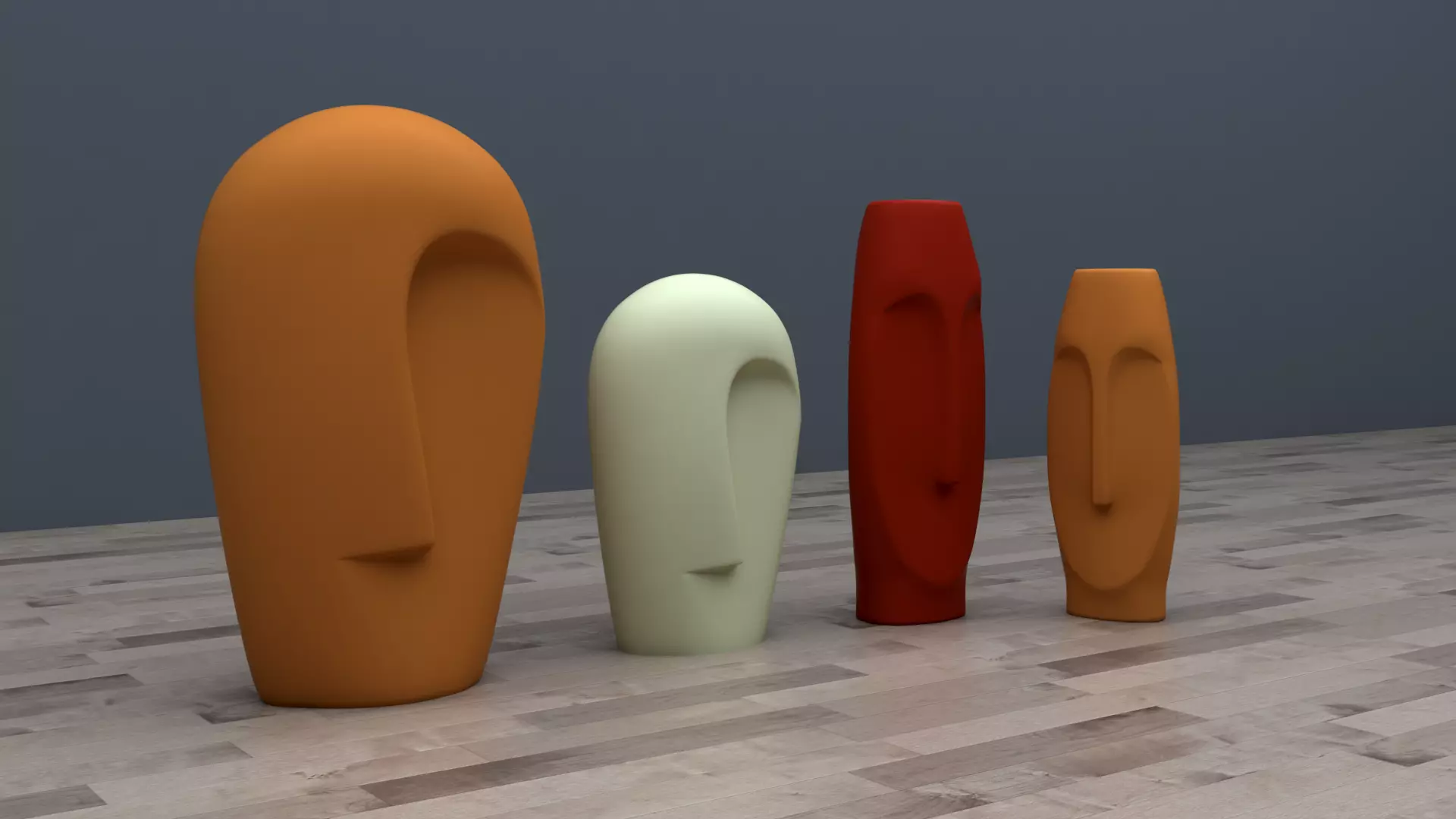 colored face vase 3D model_0