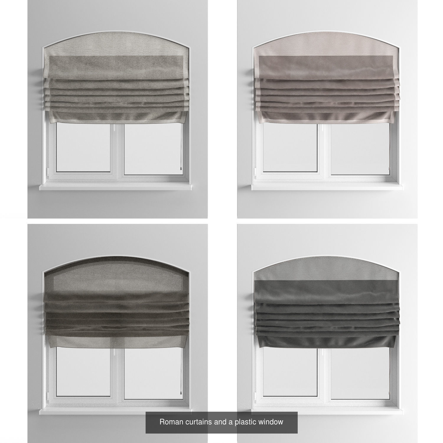 Roman curtains small pack 4 in 1 3D Model Collection_1